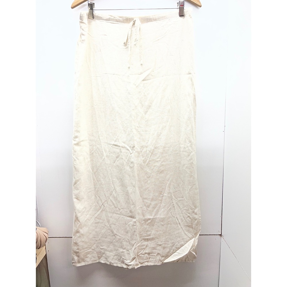 Song of Style Aimee Song Cream Linen Blend Drawstring Maxi Skirt Womens XL
